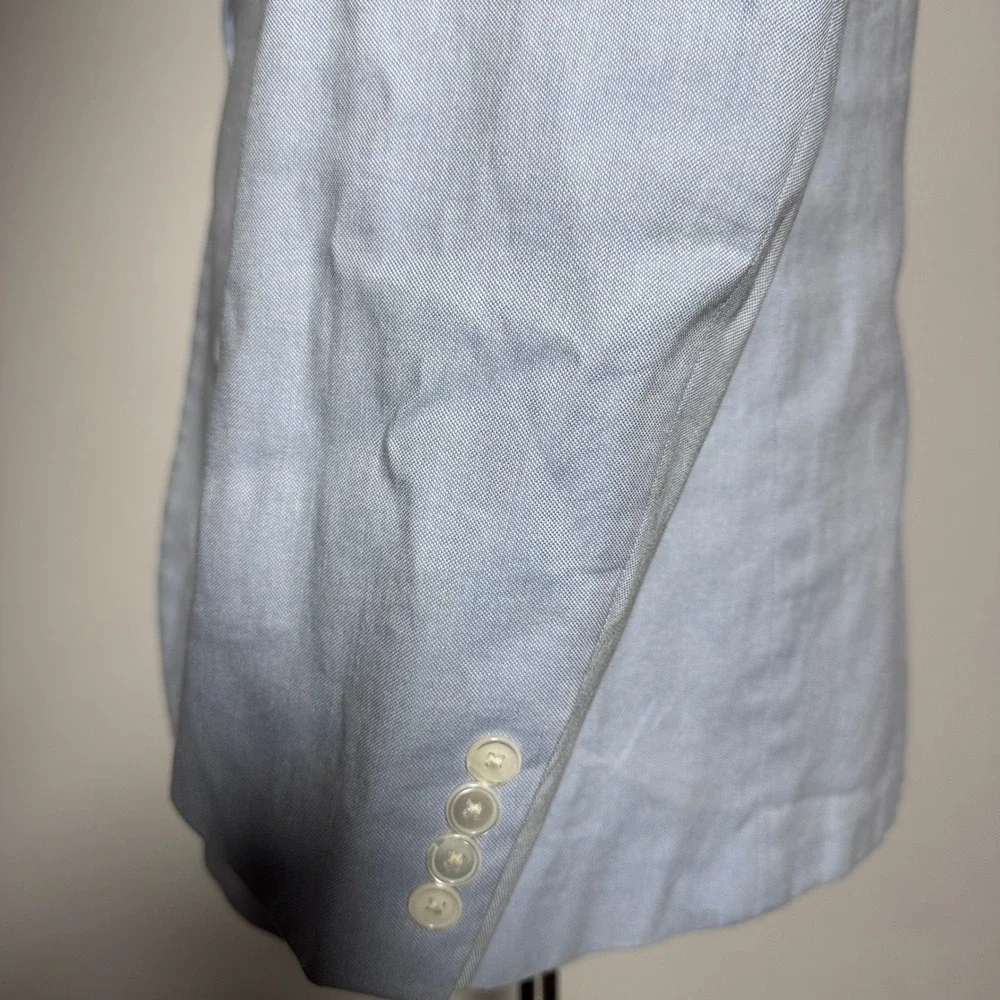 Brooks Brothers Sport Coat Mens 46L Light Blue Cotton Fitzgerald Fit Blazer